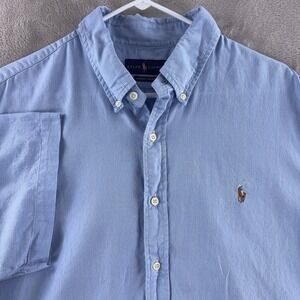Ralph Lauren Chambray Oxford Button Down Shirt Mens Size XXL Blue Short Sleeve